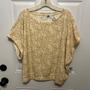 Disney Cream and gold  Graphic Short Sleeve Top 1X NWT Bambi
